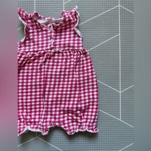 Free Planet Baby-Baby girl pink gingham bubble Romper,summer boho style,9-12M